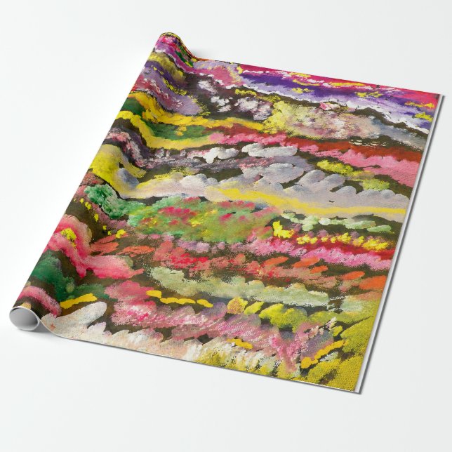 Papel De Presente Paisagem Abstrata Colorida em Camadas (Desenrolado)
