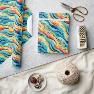 Papel De Presente Paisagem abstrato com ondas vibrantes e reprodução