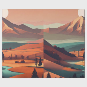 Papel De Presente Paisagem Boho