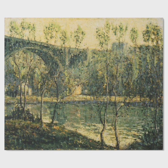 Papel De Presente Paisagem com Rio e Ponte: Primavera Morning (Aberto)