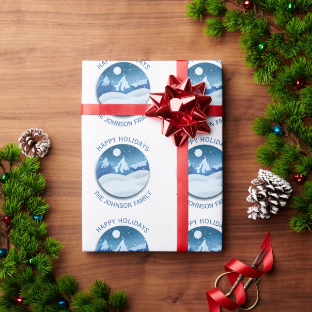 Papel De Presente Paisagem Congelada Pacífica Personalizada (Presente de Natal)