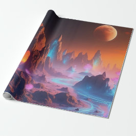 Papel De Presente Paisagem de Crepúsculo Celestial - Planeta Alieníg