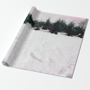 Papel De Presente Paisagem de inverno com larchas na neve