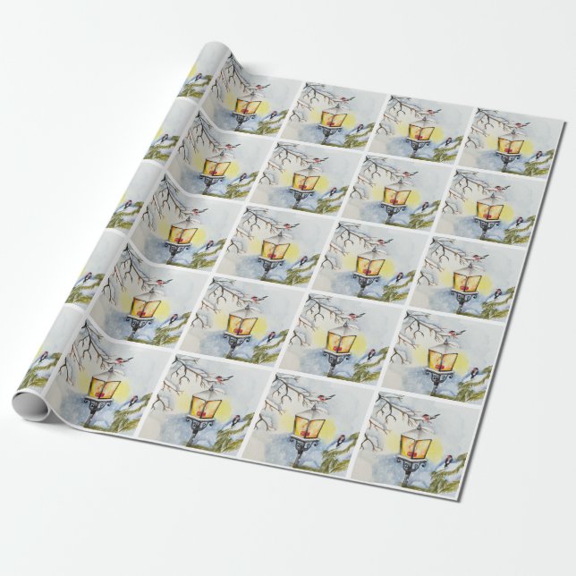 Papel De Presente Paisagem de inverno de Natal (Desenrolado)