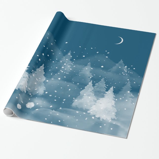 Papel De Presente Paisagem de Inverno Neve (Desenrolado)