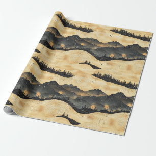 Papel De Presente Paisagem de Nuvens de Montanha Vintage (1)
