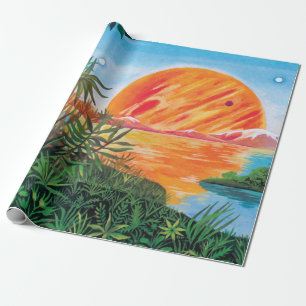 Papel De Presente Paisagem em Europa - Pintura Ficção Científica da