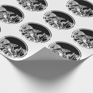 Papel De Presente Paisagem em preto e branco de Machu Picchu