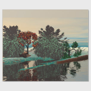 Papel De Presente PAISAGEM ESTRANGEIRA, ÁRVORES, HYPERION Sci Fi da