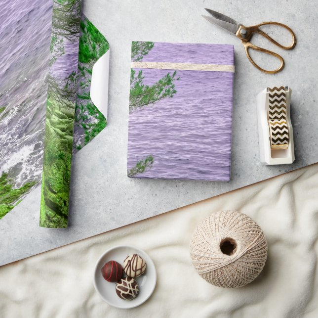 Papel De Presente Paisagem Marítima Abstrata (Artesanato)
