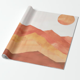 Papel De Presente Paisagem Montanhosa Abstrata Boho Minimalista
