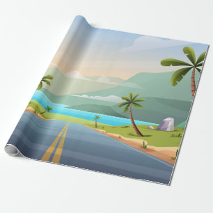 Papel De Presente Paisagem rodoviária de praia