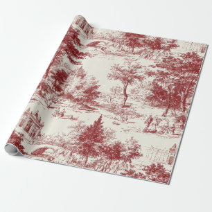 Papel De Presente Paisagem Toile Vermelha Vintage