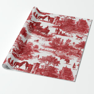Papel De Presente Paisagem Toile Vermelha Vintage (3)