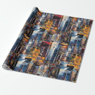 Papel De Presente Paisagem Urbana Abstrata de Cyberpunk (1)