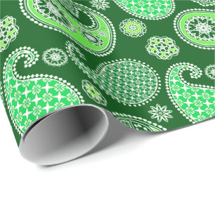 Papel De Presente Paisley, Emerald e Jade Green