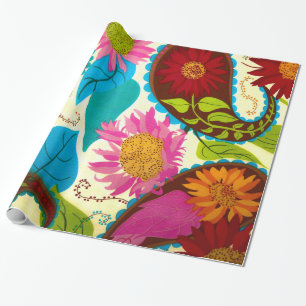 Papel De Presente Paisley floral