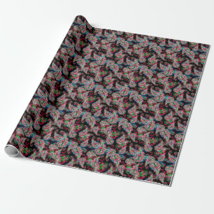 Papel De Presente Paisley Floral, Fundo Étnico.