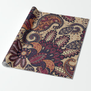 Papel De Presente Paisley floral seamless pattern with decorative fl