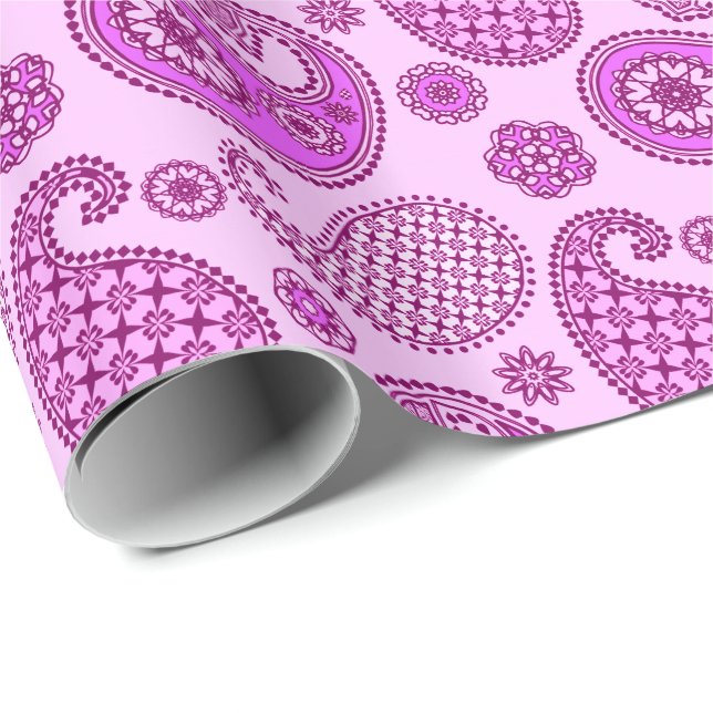 Papel De Presente Paisley, orquídea e ametista roxo (Ponta do rolo)