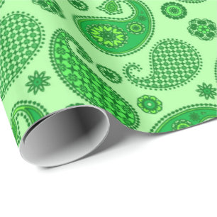 Papel De Presente Paisley Pattern, Limão e Emerald Green