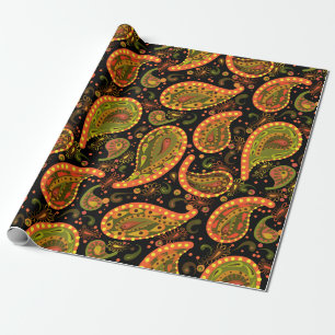 Papel De Presente Paisley Selvagem Colorido Brilhante