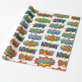 Papel De Presente Palavra de Ação de Quadrinhos