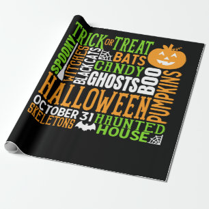 Papel De Presente Palavra de Halloween: Bomba Colorida de Aranha Cut