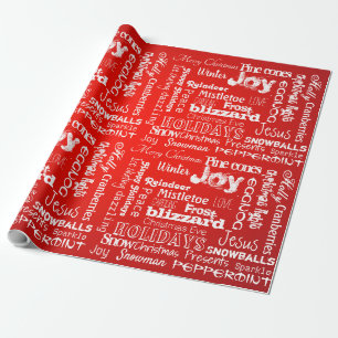 Papel De Presente Palavras de efeito natalinas feriadas bola de fogo