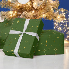 Papel De Presente Palavras verdes e Douradas de Natal e Presente de 