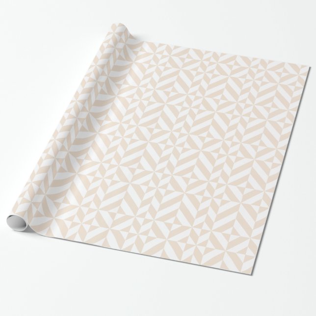 Papel De Presente Pale Beige Geométrico Deco Cube Padrão (Desenrolado)