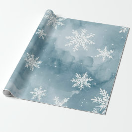 Papel De Presente Pale Blue Snowflakes Watercolor Winter Holiday