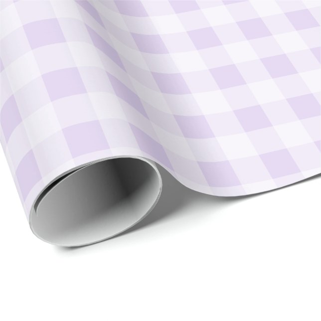 Papel De Presente Pale Lavender Gingham Wrapping Paper (Ponta do rolo)