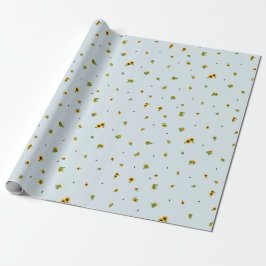 Papel De Presente Pale Sky Japanese Sunflower Floral Pattern