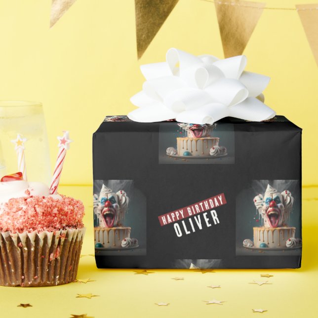 Papel De Presente Palhaço assustador temido Aniversário (Festa de aniversário)