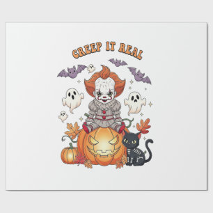 Papel De Presente Palhaço de Halloween Creep It Real