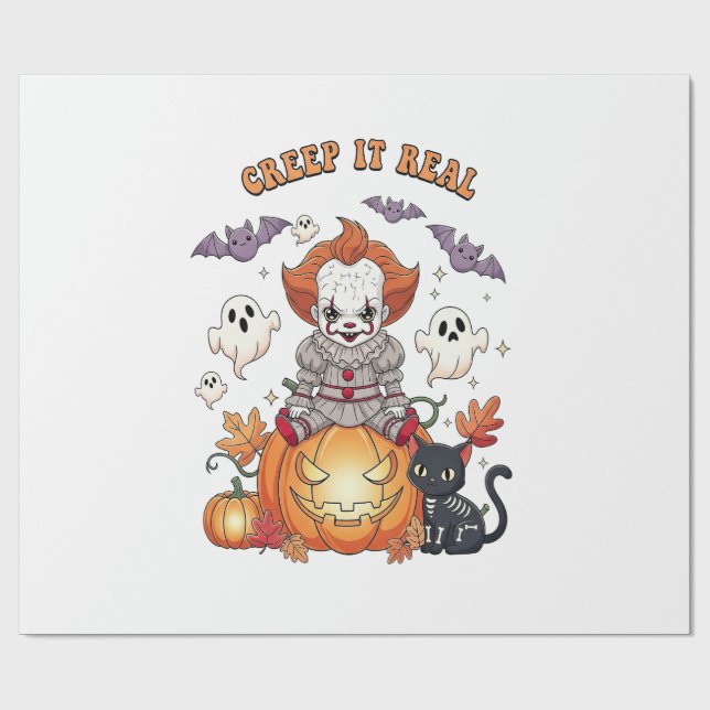 Papel De Presente Palhaço de Halloween Creep It Real (Aberto)