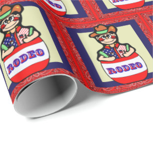 Papel De Presente Palhaço De Rodeio Ocidental Em Barrel Red Bandana