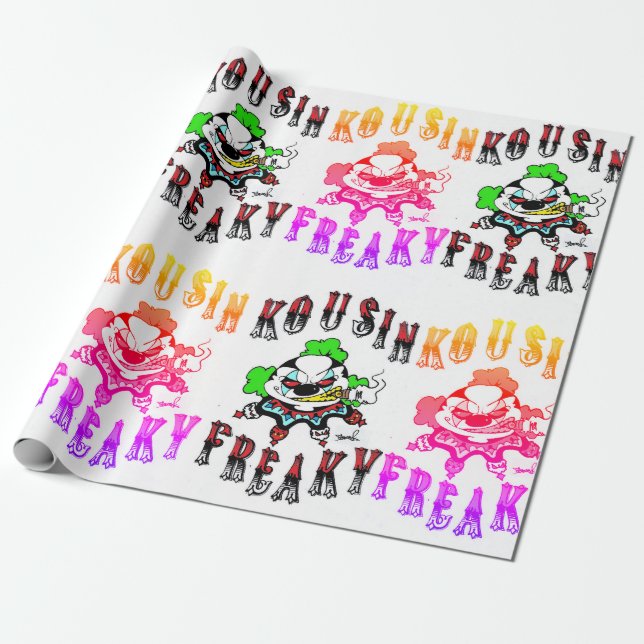 Papel De Presente Palhaço do logotipo Kousin Freaky (Desenrolado)