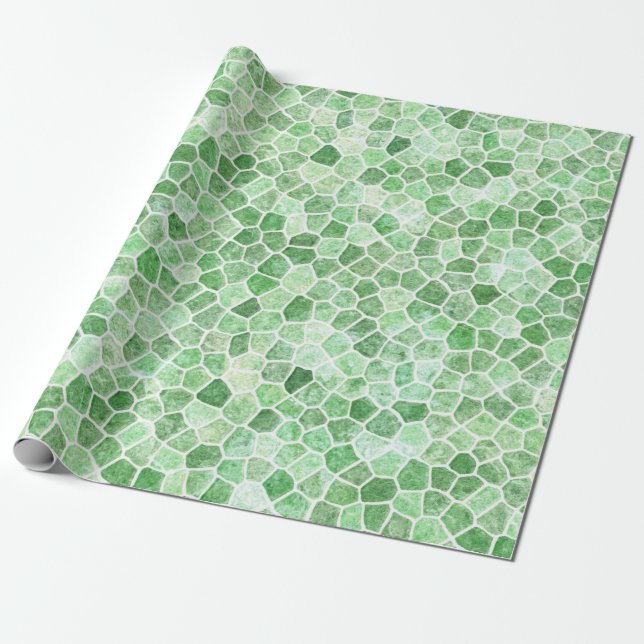 Papel De Presente Pálido Esmeralda e Pistácio Remendado Mosaico (Desenrolado)