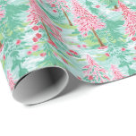 Papel De Presente Palm Beach Christmas Watercolor Pink & Green Trees<br><div class="desc">PreppyPrint.com - Celebre o Natal no estilo Palm Beach! Transfira este design para os produtos de sua escolha também! Visite minha loja de designers,  PreppyPrint.com,  para coordenar itens.</div>
