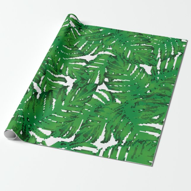 Papel De Presente Palm Monstera Sem Olhos. Trópico Verde Branco (Desenrolado)