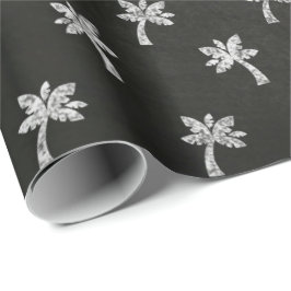 Papel De Presente Palm Tree Black White Lines Elegante