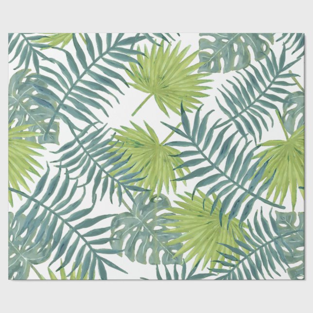 Papel De Presente Palm Tree Fronds Pintando Havaiano (Barra)