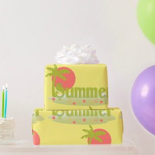 Papel De Presente Palm Tree Summer com Sun e Beach
