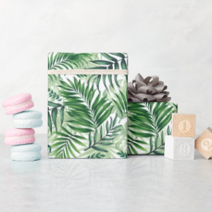 Papel De Presente Palm Tropical Verde e Folhas de Monstera