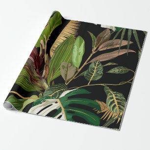 Papel De Presente Palma de colheita noturna tropical, banana, planta