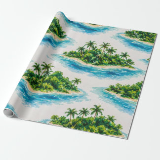 Papel De Presente Palmeira de Ilha Tropical