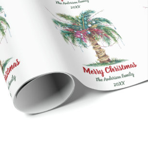 Papel De Presente Palmeira de Natal Personalizada