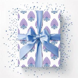 Papel De Presente Palmeta em forma de Pá em Azul e Roxo